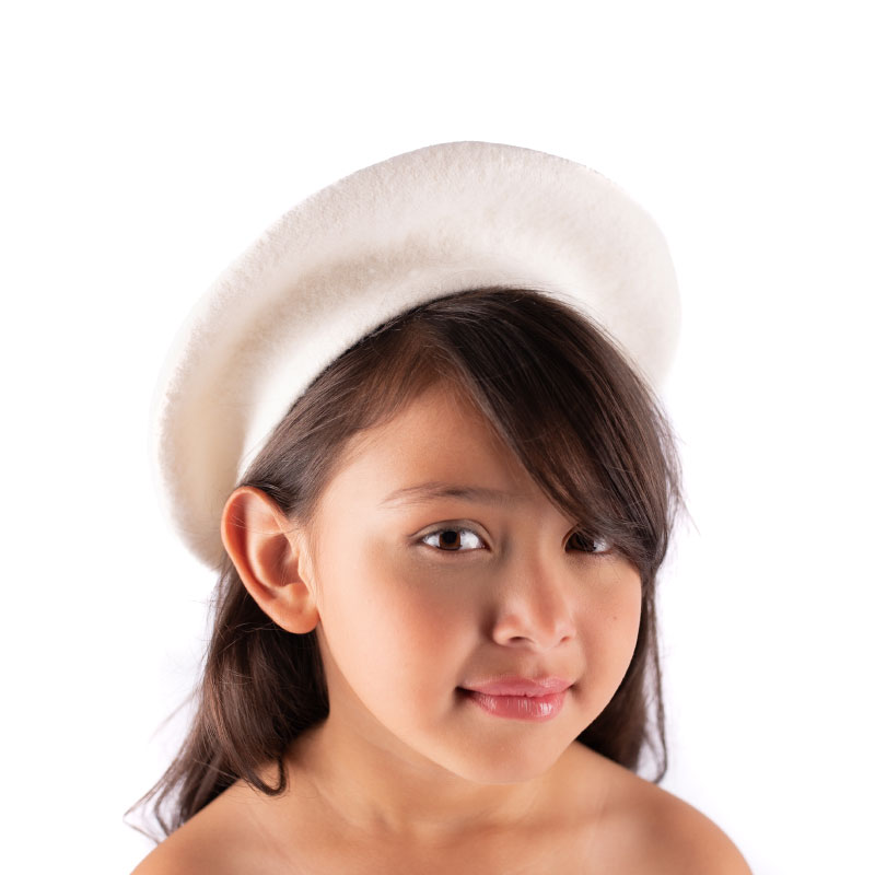 Little Lady B - French Style Beret Hat White 1