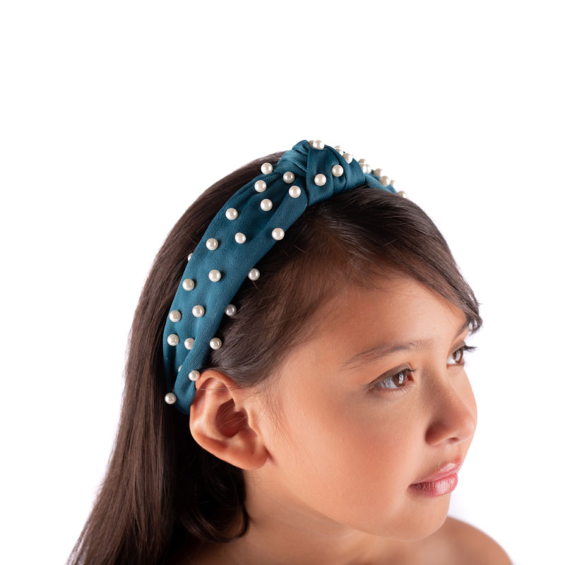 Little Lady B - Knot Headband Pearl Aqua