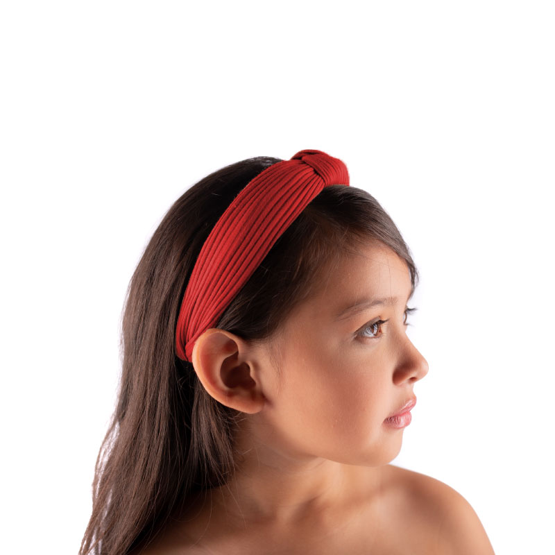Little Lady B - Knot Headband Rib Cotton Scarlet
