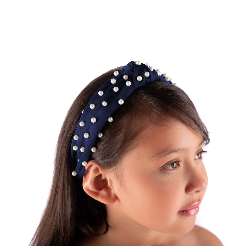 Little Lady B - Knot Headband Pearl Navy