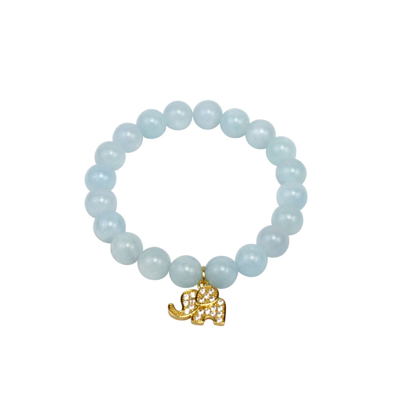 Little Lady B - Mother's Day 2022 Collection - Elephant Charm Bracelet - Aquamarine
