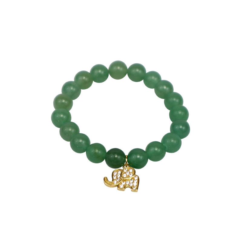Little Lady B - Mother's Day 2022 Collection - Elephant Charm Bracelet - Green Aventurine