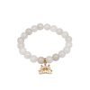 Little Lady B - Mother's Day 2022 Collection - Glass Lotus Flower Charm Bracelet - White Jade