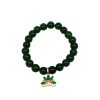 Little Lady B - Mother's Day 2022 Collection - Green Gold Lotus Flower Charm Bracelet - Dark Green Jade