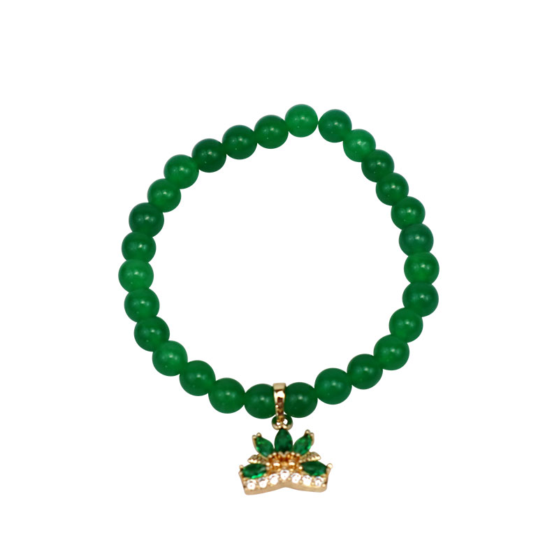 Little Lady B - Mother's Day 2022 Collection - Green Gold Lotus Flower Charm Bracelet - Jade