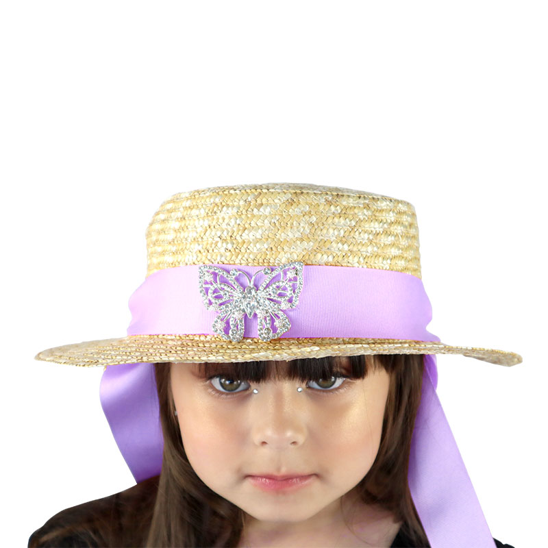 Little Lady B - Wonderland Collection - Butterfly Straw Hat - Lavender 02