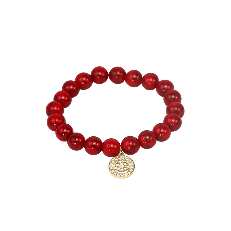 Little Lady B - Wonderland Collection - Happy Face Bracelet - Red Turquoise