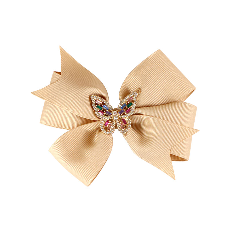 Little Lady B - Wonderland Collection - Pastel Butterfly Hair Bow - Tan