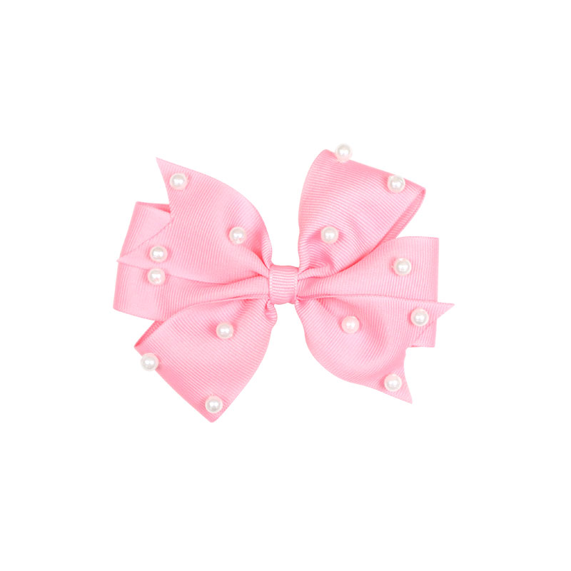 Little Lady B - Wonderland Collection - Pearl Hair Bows - Baby Pink