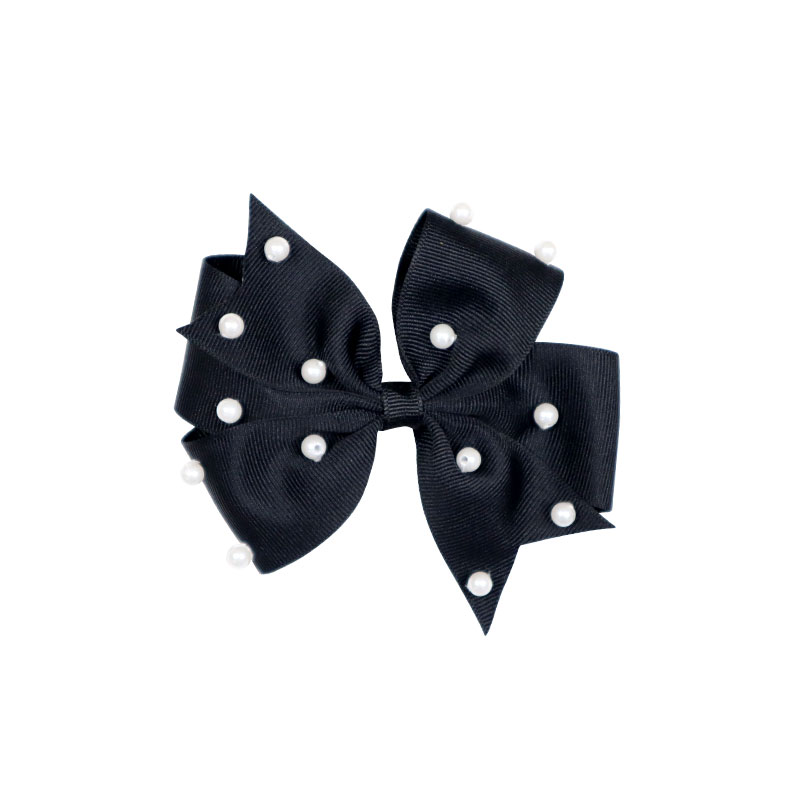 Little Lady B - Wonderland Collection - Pearl Hair Bows - Black