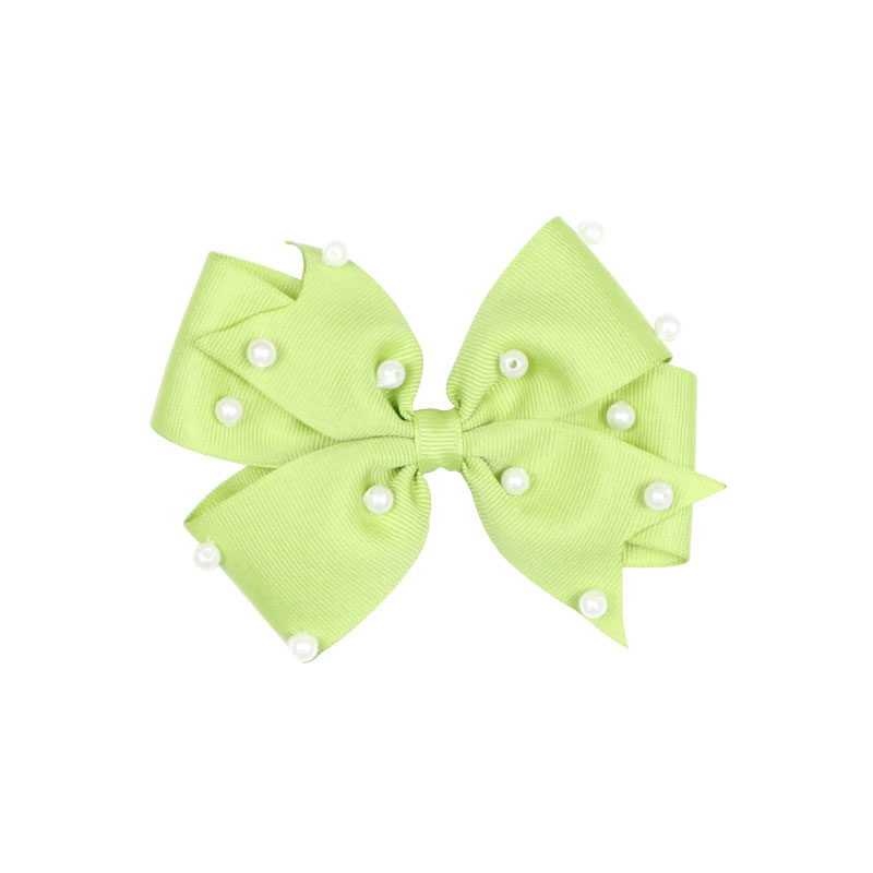 Little Lady B - Wonderland Collection - Pearl Hair Bows - Kermit Green