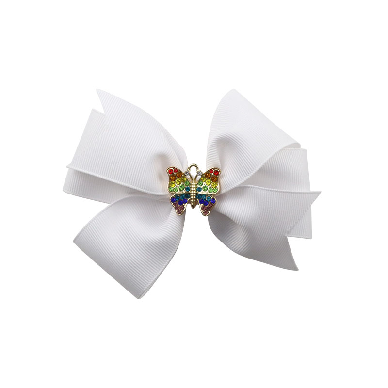 Little Lady B - Wonderland Collection - Rainbow Hair Bows - White