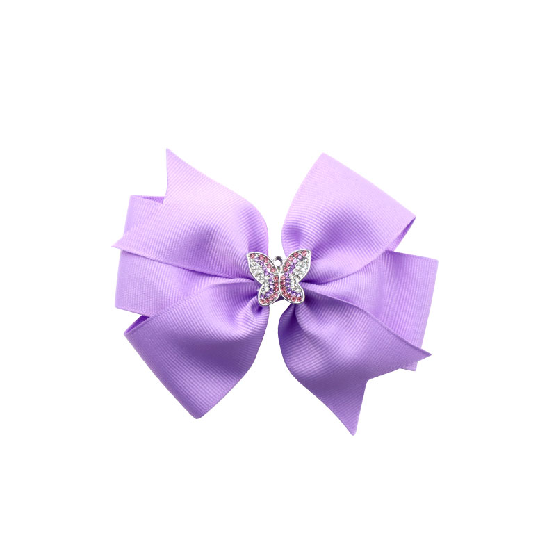 Little Lady B - Wonderland Collection - Silver Butterfly Hair Bows - Lavender