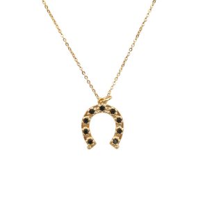 Little Lady B. - Wild Nature Collection - 18K Gold Plated Black Horseshoe Pendant Necklace