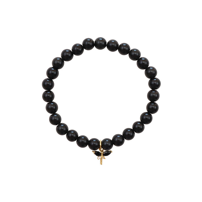 Little Lady B. - Wild Nature Collection - 18K Gold Plated Dragonfly Charm Bracelet - Black Tourmaline