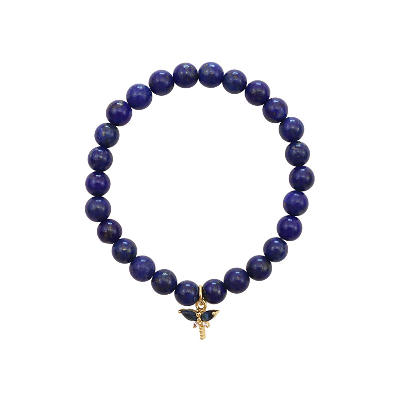 Little Lady B. - Wild Nature Collection - 18K Gold Plated Dragonfly Charm Bracelet - Lapis Luzuli