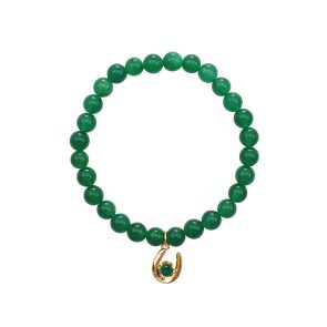 Little Lady B. - Wild Nature Collection - 18K Gold Plated Green Horseshoe Pendant Bracelet - Jade