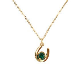 Little Lady B. - Wild Nature Collection - 18K Gold Plated Green Horseshoe Pendant Necklace