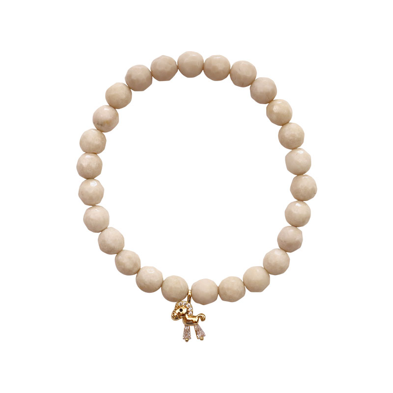 Little Lady B. - Wild Nature Collection - 18K Gold Plated Horse Charm Bracelet - Faceted Navajo White