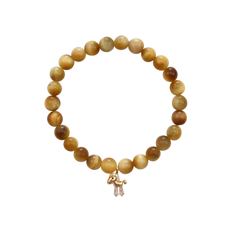 Little Lady B. - Wild Nature Collection - 18K Gold Plated Horse Charm Bracelet - Gold Tiger Eye