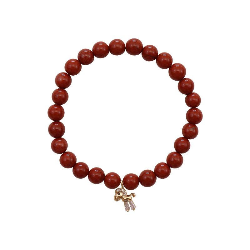 Little Lady B. - Wild Nature Collection - 18K Gold Plated Horse Charm Bracelet - Red Jasper