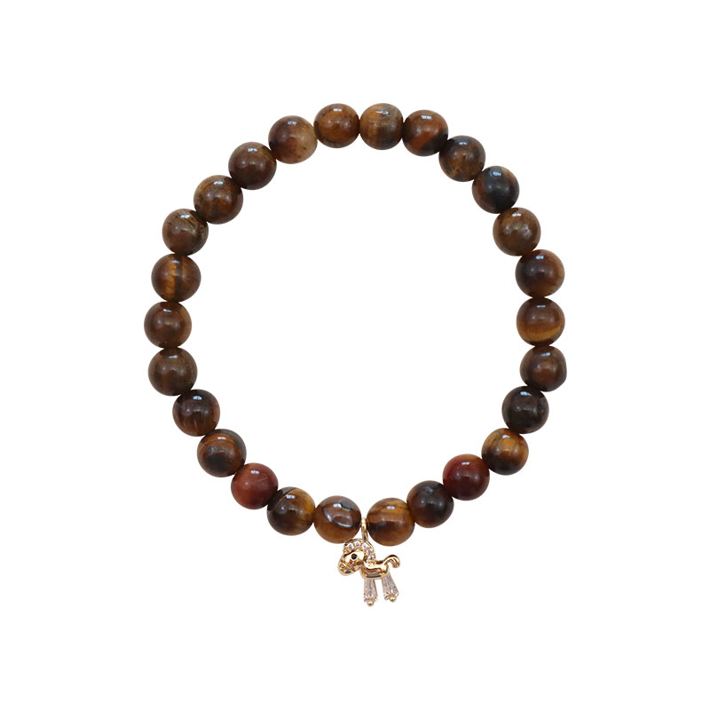 Little Lady B. - Wild Nature Collection - 18K Gold Plated Horse Charm Bracelet - Tiger Eye