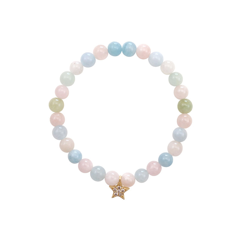 Little Lady B. - Wild Nature Collection - 18K Gold Plated Star Charm Bracelet - Morganite