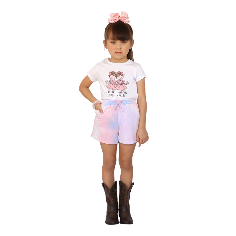 Little Lady B - Wild Nature Collection - Bridget Shorts (Cotton Candy) - Little Lady B Logo Tee - 01