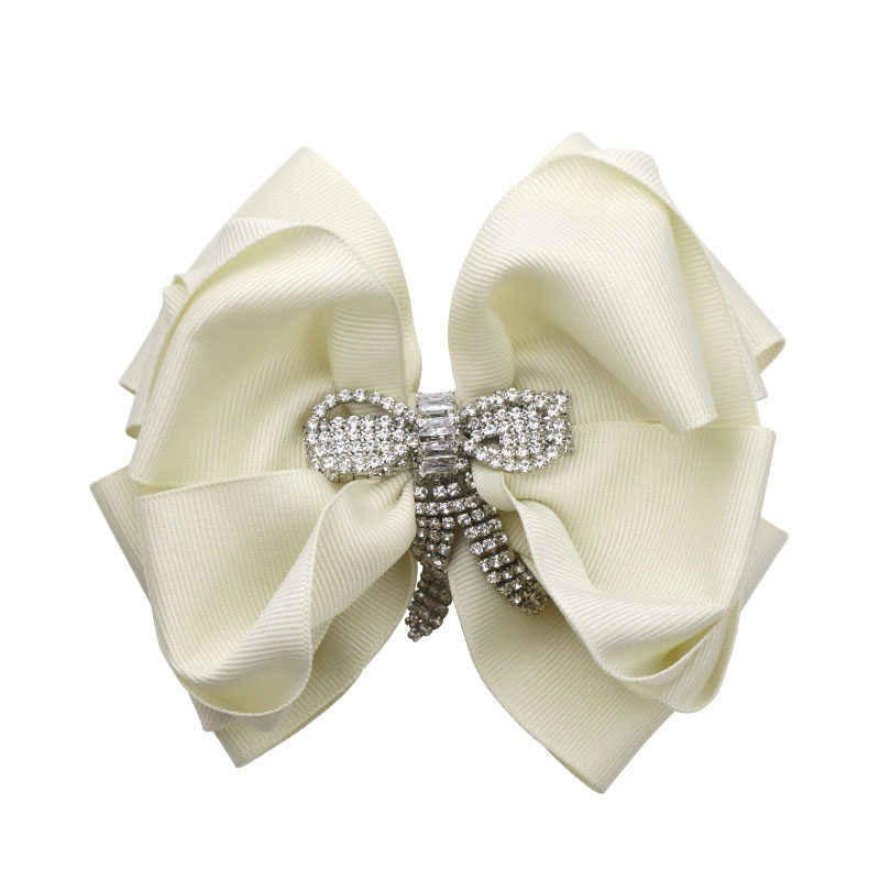 Little Lady B - Wild Nature Collection - Dangling Rhinestone Bow Hair Bows - Bone