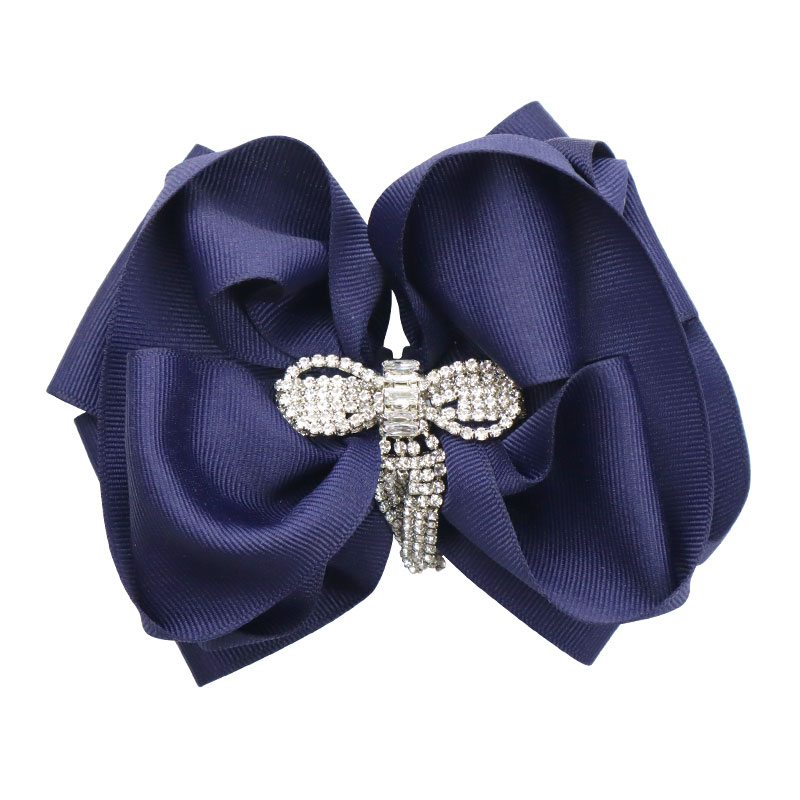 Little Lady B - Wild Nature Collection - Dangling Rhinestone Bow Hair Bows - Navy