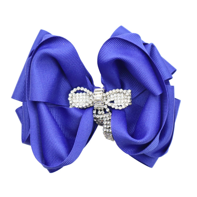 Little Lady B - Wild Nature Collection - Dangling Rhinestone Bow Hair Bows - Royal Blue