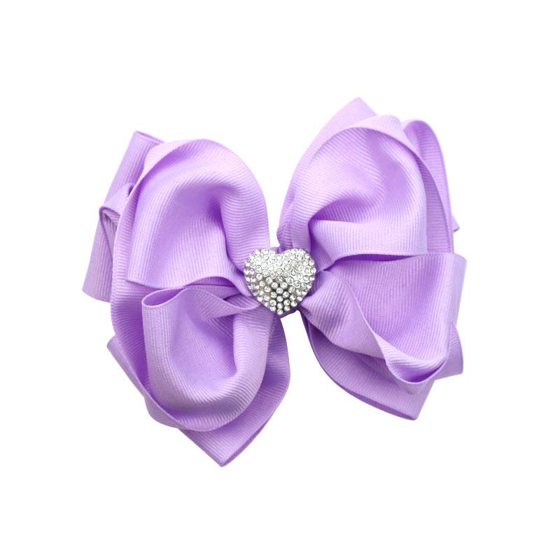 Little Lady B - Wild Nature Collection - Rhinestone Heart Hair Bows - Lavender
