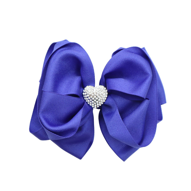 Little Lady B - Wild Nature Collection - Rhinestone Heart Hair Bows - Royal Blue