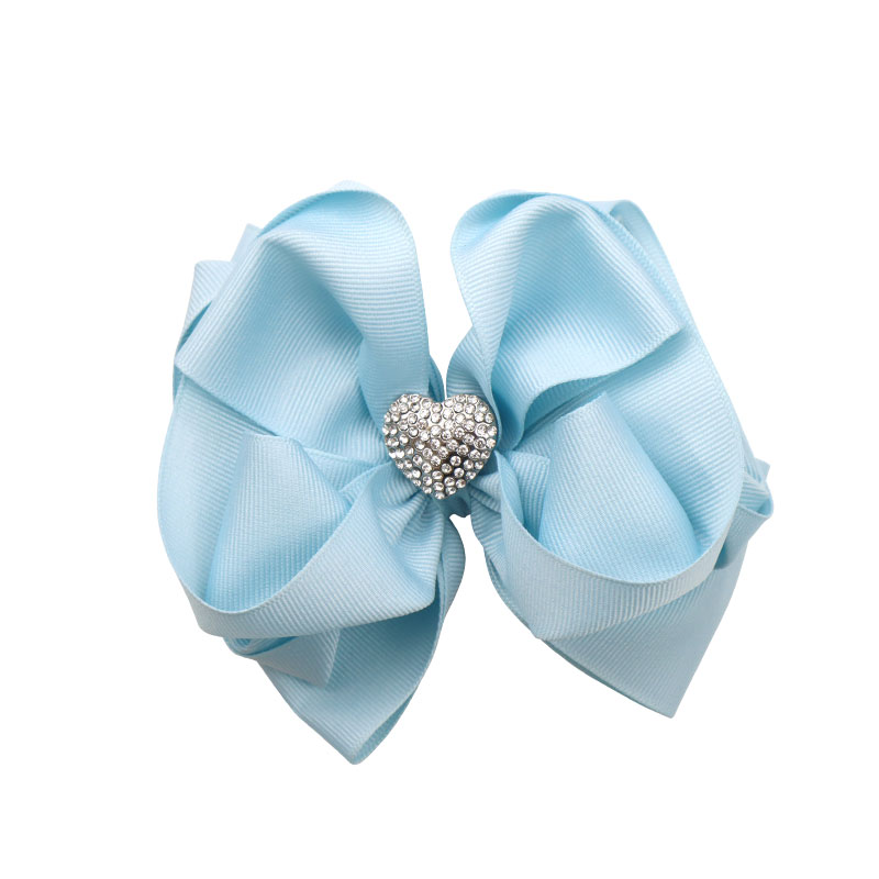Little Lady B - Wild Nature Collection - Rhinestone Heart Hair Bows - Sky Blue