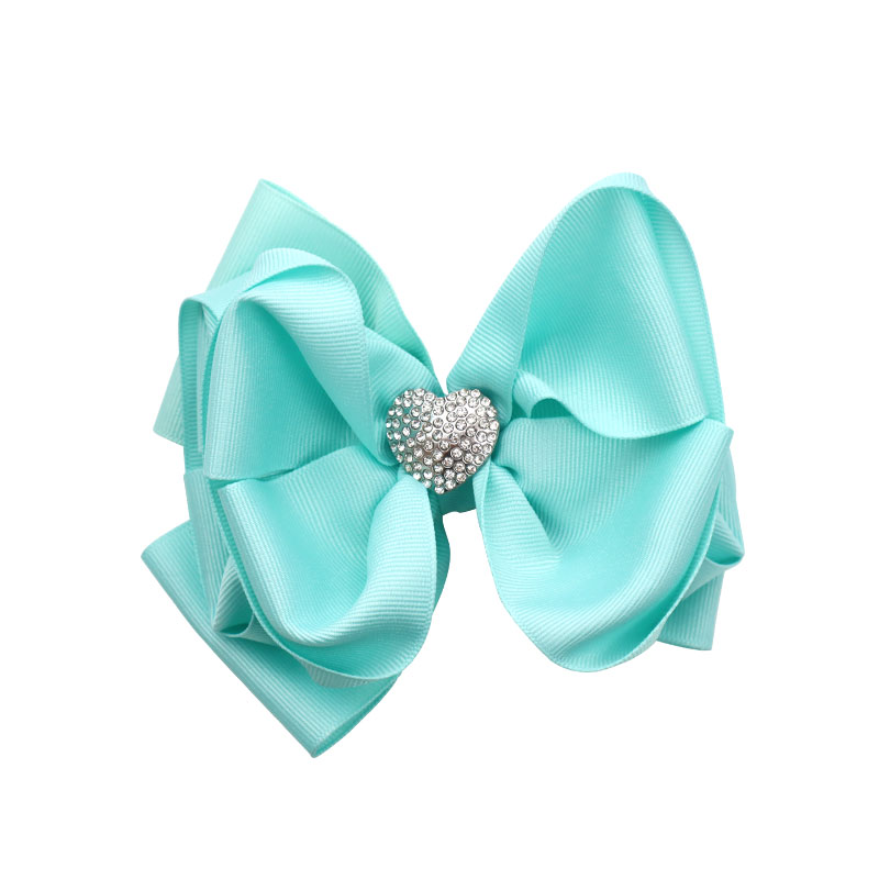 Little Lady B - Wild Nature Collection - Rhinestone Heart Hair Bows - Tiffany