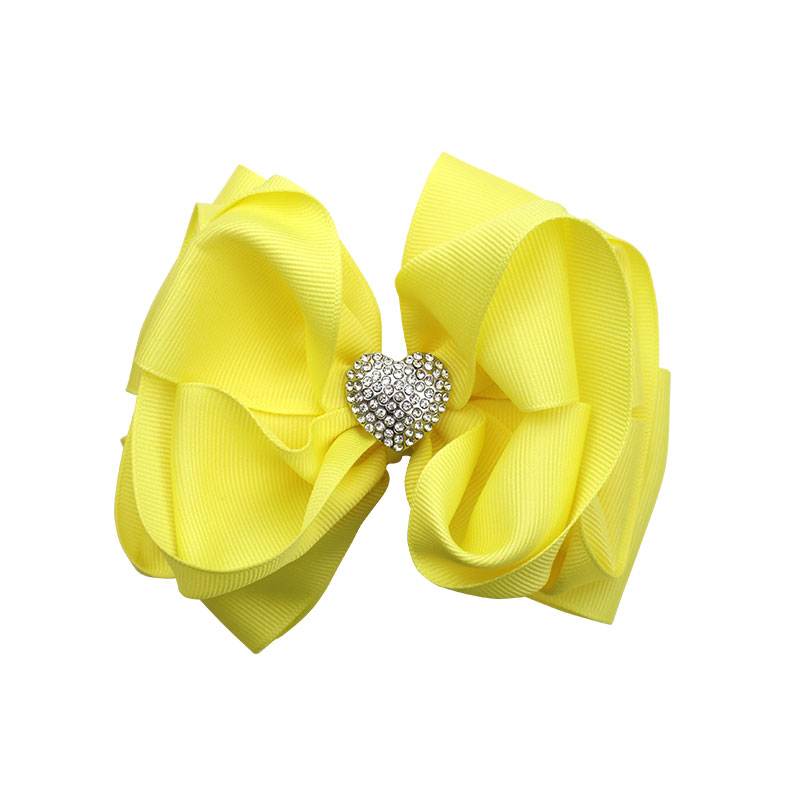 Little Lady B - Wild Nature Collection - Rhinestone Heart Hair Bows - Yellow