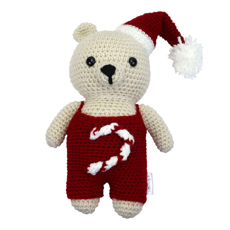 Little Lady B - Glistening Holiday Collection - Santa Bao Bear Bone Cranberry Red - 01
