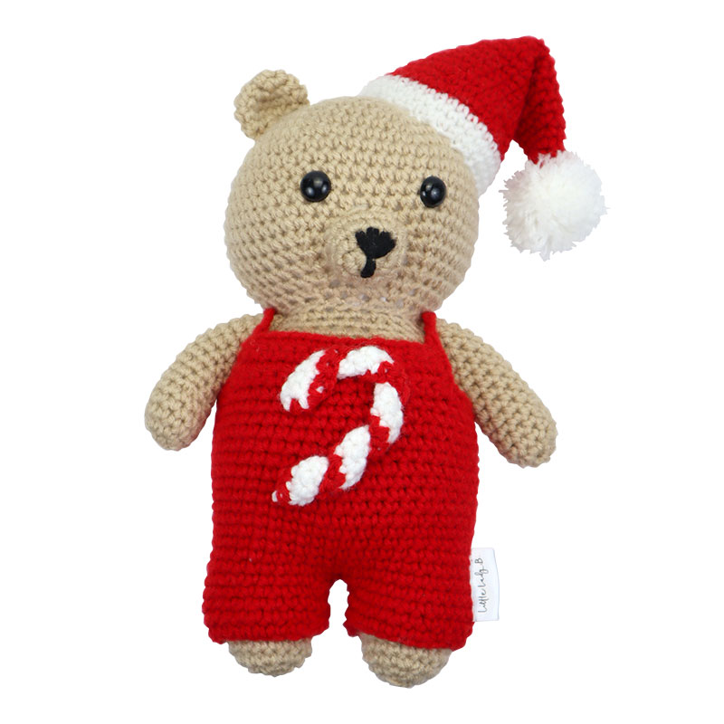 Little Lady B - Glistening Holiday Collection - Santa Bao Bear Tan Santa Red - 01