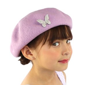Little Lady B. - Hidden Haven Collection - Silver Butterfly Pin Beret Lilac 01