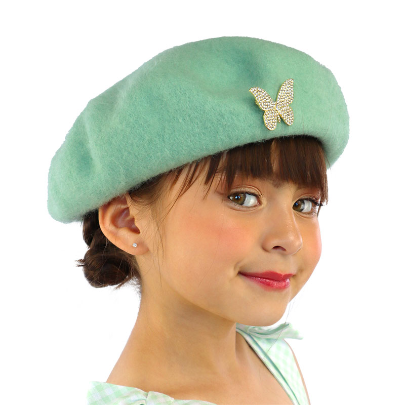 Little Lady B. - Hidden Haven Collection - Silver Butterfly Pin Beret Sea Green 01 Little Lady B. - Hidden Haven Collection - Silver Butterfly Pin Beret Sea Green 01